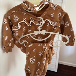 Mini Threads 12M Brown Floral Baby two piece with a headband